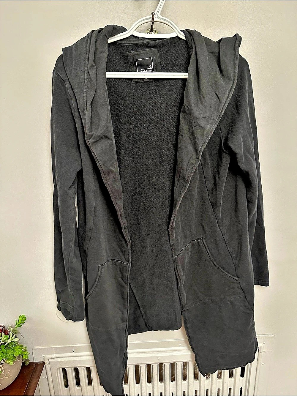 Lily & Lottie Black Hooded Open Front Cotton Cardigan Size Medium